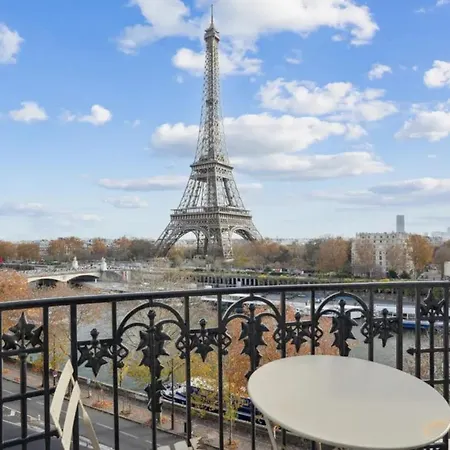 View On Eiffel Tower Seine And Main Monuments *